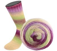 Lana Grossa MEILENWEIT 100 g Color Mix 4-fach Sockenwolle mit leuchtendem Farbverlauf 400 m, Farbe:8016 - Blassgrün/Altrosa/Violett/Brombeer/Pflaume