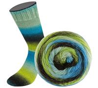 Lana Grossa MEILENWEIT 100 g Color Mix 4-fach Sockenwolle mit leuchtendem Farbverlauf 400 m, Farbe:8015 - Hell-/Moosgrün/Jade/Türkis/Blaupetrol