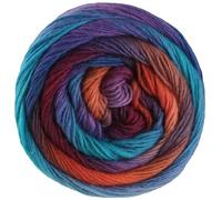 Lana Grossa MEILENWEIT 100 g Color Mix 4-fach Sockenwolle mit leuchtendem Farbverlauf 400 m, Farbe:8019 - Orange/Dunkelbraun/Tintenblau/Royal/Türkis/Lila