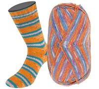 Meilenweit 100 Cotone Vegano Baia 1514 blau/lachs/orange/pink/rohweiß