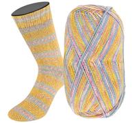 LANA GROSSA Meilenweit Cotone Vegano Baia| 4-fädiger Baumwoll-Sockenklassiker, waschmaschinenfest | Handstrickgarn aus 76% Baumwolle, 14% Polyamid & 10% Polyester | 100g Wolle | 420m Garn FB1512