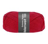 Lana Grossa MEILENWEIT 100 g COTONE VEGANO vegane 4-fach Sockenwolle in 16 Uni-Farben 420 m, Farbe:019 - Leuchtendrot