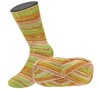 LANA GROSSA MEILENWEIT 100 g COTONE VEGANO FRUTTI Häkelwolle, 420 m (vegane 4-fach Sockenwolle ganz ohne tierische Fasern), 100 g, 8203 - Flieder/Goldbraun/Grün gestreift