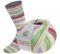 LANA GROSSA Meilenweit Seta | Sockengarn mit Seidenanteil, waschmaschinenfest | Handstrickgarn 55% Schurwolle (Merino), Polyamid, & Seide | 100g Wolle zum Stricken & Häkeln | 400m Garn FB3445