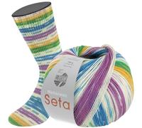 LANA GROSSA Meilenweit Seta | Sockengarn mit Seidenanteil, waschmaschinenfest | Handstrickgarn 55% Schurwolle (Merino), Polyamid, & Seide | 100g Wolle zum Stricken & Häkeln | 400m Garn FB3441