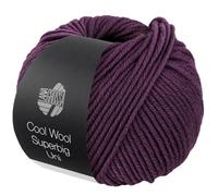Lana Grossa Garn Cool Wool Superbig Uni, 100% extrafeine Schurwolle, 50g FB13 Aubergine