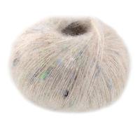 LANA GROSSA Natural Superkid Tweed | Feines Lace-Garn aus 60% Superkid Mohair mit 30% Seide, 7% Baumwolle, 3% Polyester und zarten Tweednoppen | 25g Wolle zum Stricken & Häkeln | 200m Garn FB614