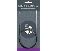 Lana Grossa Rundstricknadel Messing | leicht & robust | glatte verchromte Oberfläche | flexible Seilverbindung | fein gearbeitete Spitze | für angenehmes Stricken, 100/7,0