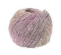 Lana Grossa Solo Lino Print 153 - Graubeige/Lachs/Flieder/Dunkelgrau
