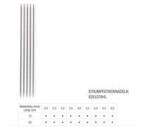 Lana Grossa Strumpfstricknadeln Edelstahl 15 cm | 4,0 mm