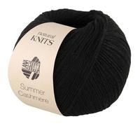 Lana Grossa SUMMER CASHMERE 50 g Feines Kettengarn aus Baumwolle und Kaschmir, Farbe:018 - Schwarz