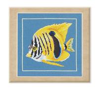 LANARTE Kreuzstich Stickpackungen Gezählter Kreuzstichbilder Set GELBER ZEBRAFISCH Wanddekoration Handarbeit Set für Erwachsene ca. 21 x 20 cm DIY Deko Bastelset Handwerker Kreative Geschenkset