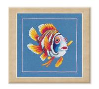 LANARTE Kreuzstich Stickpackungen Gezählter Kreuzstichbilder Set FRÖHLICHER NEMO-FISCH Wanddekoration Handarbeit Set für Erwachsene ca. 21 x 20 cm DIY Deko Bastelset Handwerker Kreative Geschenkset