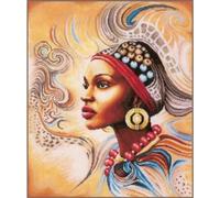 Lanarte Kreuzstich Stickpackungen Gezählter Kreuzstichbilder Set AFRIKA Wanddekoration Handarbeit Set für Erwachsene 38 x 47 cm DIY Deko Bastelset Handwerker Kreative Geschenkset