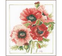 Lanarte Kreuzstich Stickpackungen Gezählter Kreuzstichbilder Set ANEMONENBUKETT Wanddekoration Handarbeit Set für Erwachsene 25 x 25 cm DIY Deko Bastelset Handwerker Kreative Geschenkset