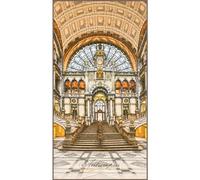 Lanarte Kreuzstich Stickpackungen Gezählter Kreuzstichbilder Set ANTWERPENER HAUPTBAHNHOF Wanddekoration Handarbeit Set für Erwachsene 35 x 70 cm DIY Deko Bastelset Handwerker Kreative Geschenkset