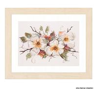 Lanarte Kreuzstich Stickpackungen Gezählter Kreuzstichbilder Set APFELBLÜTE Wanddekoration Handarbeit Set für Erwachsene 49 x 39 cm DIY Deko Bastelset Handwerker Kreative Geschenkset