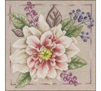 Lanarte Kreuzstich Stickpackungen Gezählter Kreuzstichbilder Set BLÜHENDES WEISS Wanddekoration Handarbeit Set für Erwachsene 33 x 33 cm DIY Deko Bastelset Handwerker Kreative Geschenkset