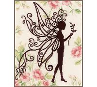 Lanarte Kreuzstich Stickpackungen Gezählter Kreuzstichbilder Set BLUMENFEE SILHOUETTE Wanddekoration Handarbeit Set für Erwachsene 23 x 29 cm DIY Deko Bastelset Handwerker Kreative Geschenkset