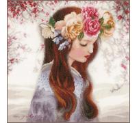 Lanarte Kreuzstich Stickpackungen Gezählter Kreuzstichbilder Set BLUMENKRONE Wanddekoration Handarbeit Set für Erwachsene 32 x 32 cm DIY Deko Bastelset Handwerker Kreative Geschenkset