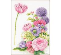 Lanarte Kreuzstich Stickpackungen Gezählter Kreuzstichbilder Set BLUMIGE SCHÖNHEIT Wanddekoration Handarbeit Set für Erwachsene 32 x 48 cm DIY Deko Bastelset Handwerker Kreative Geschenkset