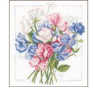 Lanarte Kreuzstich-Set BUNTER BUKETT – gezählte Kreuzstichbilder, Wanddekoration, 25 x 25 cm