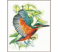 Lanarte Kreuzstich Stickpackungen Gezählter Kreuzstichbilder Set EISVOGEL Wanddekoration Handarbeit Set für Erwachsene 33 x 41 cm DIY Deko Bastelset Handwerker Kreative Geschenkset