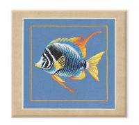 LANARTE Kreuzstich Stickpackungen Gezählter Kreuzstichbilder Set FEUER ZEBRAFISCH Wanddekoration Handarbeit Set für Erwachsene ca. 21 x 20 cm DIY Deko Bastelset Handwerker Kreative Geschenkset