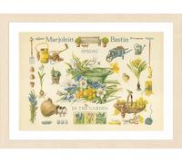 Lanarte Kreuzstich Stickpackungen Gezählter Kreuzstichbilder Set FRÜHLING IM GARTEN Wanddekoration Handarbeit Set für Erwachsene 69 x 49 cm DIY Deko Bastelset Handwerker Kreative Geschenkset