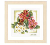 Lanarte Kreuzstich Stickpackungen Gezählter Kreuzstichbilder Set FRÜHLING Wanddekoration Handarbeit Set für Erwachsene 25 x 25 cm DIY Deko Bastelset Handwerker Kreative Geschenkset