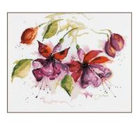 Lanarte Kreuzstich Stickpackungen Gezählter Kreuzstichbilder Set FUCHSIA IN AQUARELL Wanddekoration Handarbeit Set für Erwachsene 49 x 39 cm DIY Deko Bastelset Handwerker Kreative Geschenkset