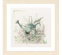 Lanarte Kreuzstich Stickpackungen Gezählter Kreuzstichbilder Set GIESSKANNE Wanddekoration Handarbeit Set für Erwachsene ca. 36 x 36 cm DIY Deko Bastelset Handwerker Kreative Geschenkset