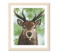 Lanarte Kreuzstich Stickpackungen Gezählter Kreuzstichbilder Set HIRSCH Wanddekoration Handarbeit Set für Erwachsene 40 x 49 cm DIY Deko Bastelset Handwerker Kreative Geschenkset