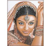 Lanarte Kreuzstich Stickpackungen Gezählter Kreuzstichbilder Set INDISCHE FRAU Wanddekoration Handarbeit Set für Erwachsene 39 x 49 cm DIY Deko Bastelset Handwerker Kreative Geschenkset