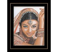 Lanarte Kreuzstich Stickpackungen Gezählter Kreuzstichbilder Set INDISCHE FRAU Wanddekoration Handarbeit Set für Erwachsene 39 x 49 cm DIY Deko Bastelset Handwerker Kreative Geschenkset