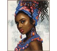 Lanarte Kreuzstich Stickpackungen Gezählter Kreuzstichbilder Set KOPFTUCHMODELL Wanddekoration Handarbeit Set für Erwachsene 39 x 49 cm DIY Deko Bastelset Handwerker Kreative Geschenkset