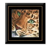 Lanarte Kreuzstich Stickpackungen Gezählter Kreuzstichbilder Set LEOPARD Wanddekoration Handarbeit Set für Erwachsene 35 x 34 cm DIY Deko Bastelset Handwerker Kreative Geschenkset