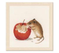 Lanarte Kreuzstich Stickpackungen Gezählter Kreuzstichbilder Set MB MAUS Wanddekoration Handarbeit Set für Erwachsene 20 x 16 cm DIY Deko Bastelset Handwerker Kreative Geschenkset