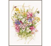 Lanarte Kreuzstich Stickpackungen Gezählter Kreuzstichbilder Set MB SOMMERBLUMEN Wanddekoration Handarbeit Set für Erwachsene 30 x 44 cm DIY Deko Bastelset Handwerker Kreative Geschenkset