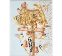 Lanarte Kreuzstich Stickpackungen Gezählter Kreuzstichbilder Set NACHBARSCHAFTSVÖGEL Wanddekoration Handarbeit Set für Erwachsene 49 x 66 cm DIY Deko Bastelset Handwerker Kreative Geschenkset