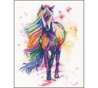 LANARTE Kreuzstich Stickpackungen Gezählter Kreuzstichbilder Set REGENBOGENFARBEN Wanddekoration Handarbeit Set für Erwachsene 29 x 40 cm DIY Deko Bastelset Handwerker Kreative Geschenkset
