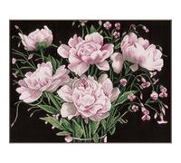 Lanarte Kreuzstich Stickpackungen Gezählter Kreuzstichbilder Set ROSA ROSEN Wanddekoration Handarbeit Set für Erwachsene 46 x 37 cm DIY Deko Bastelset Handwerker Kreative Geschenkset