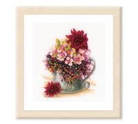 Lanarte Kreuzstich Stickpackungen Gezählter Kreuzstichbilder Set ROSA STRAUSS Wanddekoration Handarbeit Set für Erwachsene 19 x 24 cm DIY Deko Bastelset Handwerker Kreative Geschenkset