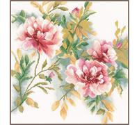 Lanarte Kreuzstich Stickpackungen Gezählter Kreuzstichbilder Set ROSENZWEIG Wanddekoration Handarbeit Set für Erwachsene 40 x 40 cm DIY Deko Bastelset Handwerker Kreative Geschenkset