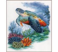 Lanarte Kreuzstich Stickpackungen Gezählter Kreuzstichbilder Set SCHÄTZE DER UNTERWASSERWELT Wanddekoration Handarbeit Set für Erwachsene 33 x 40 cm DIY Deko Bastelset Handwerker Kreative Geschenkset