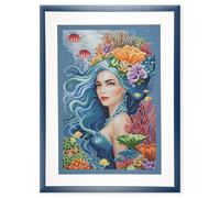 LANARTE Kreuzstich Stickpackungen Gezählter Kreuzstichbilder Set SCHÖNHEIT DES MEERES Wanddekoration Handarbeit Set für Erwachsene ca. 47 x 69 cm DIY Deko Bastelset Handwerker Kreative Geschenkset