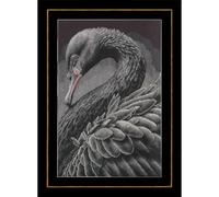 LANARTE Kreuzstich Stickpackungen Gezählter Kreuzstichbilder Set SCHWARZER SCHWAN Wanddekoration Handarbeit Set für Erwachsene 28 x 43 cm DIY Deko Bastelset Handwerker Kreative Geschenkset