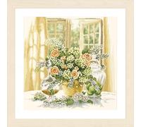 Lanarte Kreuzstich Stickpackungen Gezählter Kreuzstichbilder Set SONNIGER MORGEN Wanddekoration Handarbeit Set für Erwachsene 40 x 40 cm DIY Deko Bastelset Handwerker Kreative Geschenkset