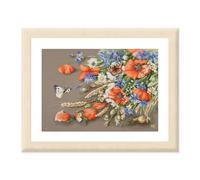 Lanarte Kreuzstich Stickpackungen Gezählter Kreuzstichbilder Set WIESENSCHÄTZE Wanddekoration Handarbeit Set für Erwachsene 41 x 28 cm DIY Deko Bastelset Handwerker Kreative Geschenkset