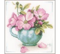 Lanarte Kreuzstich Stickpackungen Gezählter Kreuzstichbilder Set WILDE ROSEN Wanddekoration Handarbeit Set für Erwachsene 20 x 20 cm DIY Deko Bastelset Handwerker Kreative Geschenkset